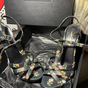 Saint Laurent floral black sandal